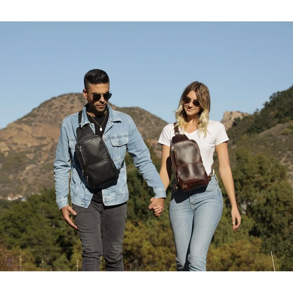 Daily vintage buffalo leather sling‎ bag Livinson Leather Goods Shoulder Bag